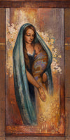 A young widow pays tithing with her child in her arms.