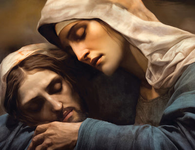 Mary holding Jesus Christ after his descent from the cross.