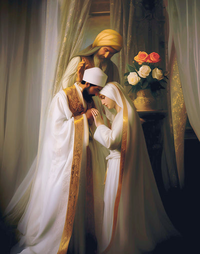 Mary and Joseph getting married.