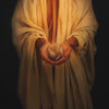 Jesus carrying the world in his hands as the light of the world.