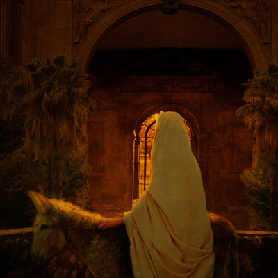 Jesus rides in triumph into Jerusalem.