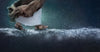 Detail of Jesus's feet walking on water.