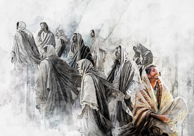One of the ten lepers that was healed turns back and shows gratitude.