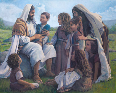 Jesus Christ surrounded by children.