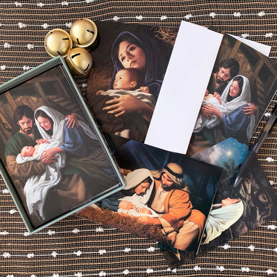 Simon Dewey Boxed Christmas Cards Featuring Mary and Baby Jesus(5 Each of 4 Designs)